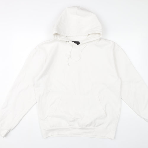 Zara Men's White Pullover Hoodie Size M