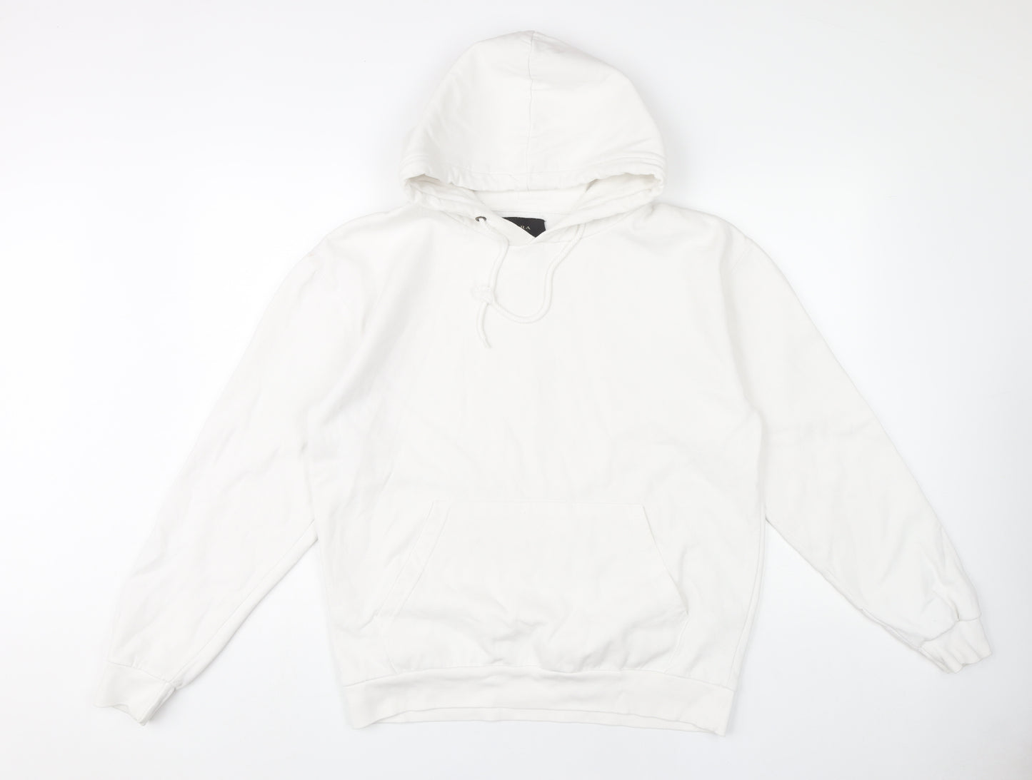 Zara Men's White Pullover Hoodie Size M