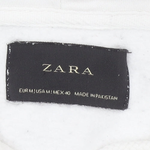Zara Men's White Pullover Hoodie Size M