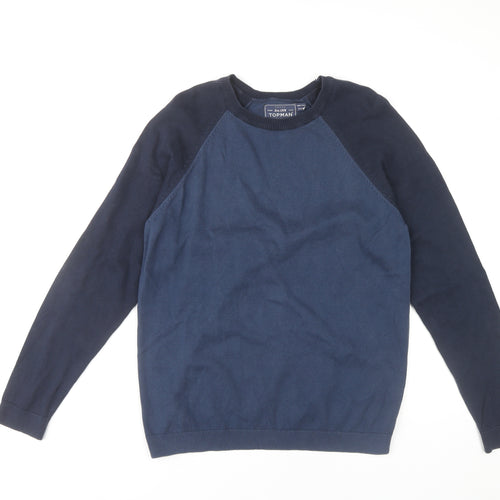 Topman Men's Blue Pullover Jumper, M, Crew Neck