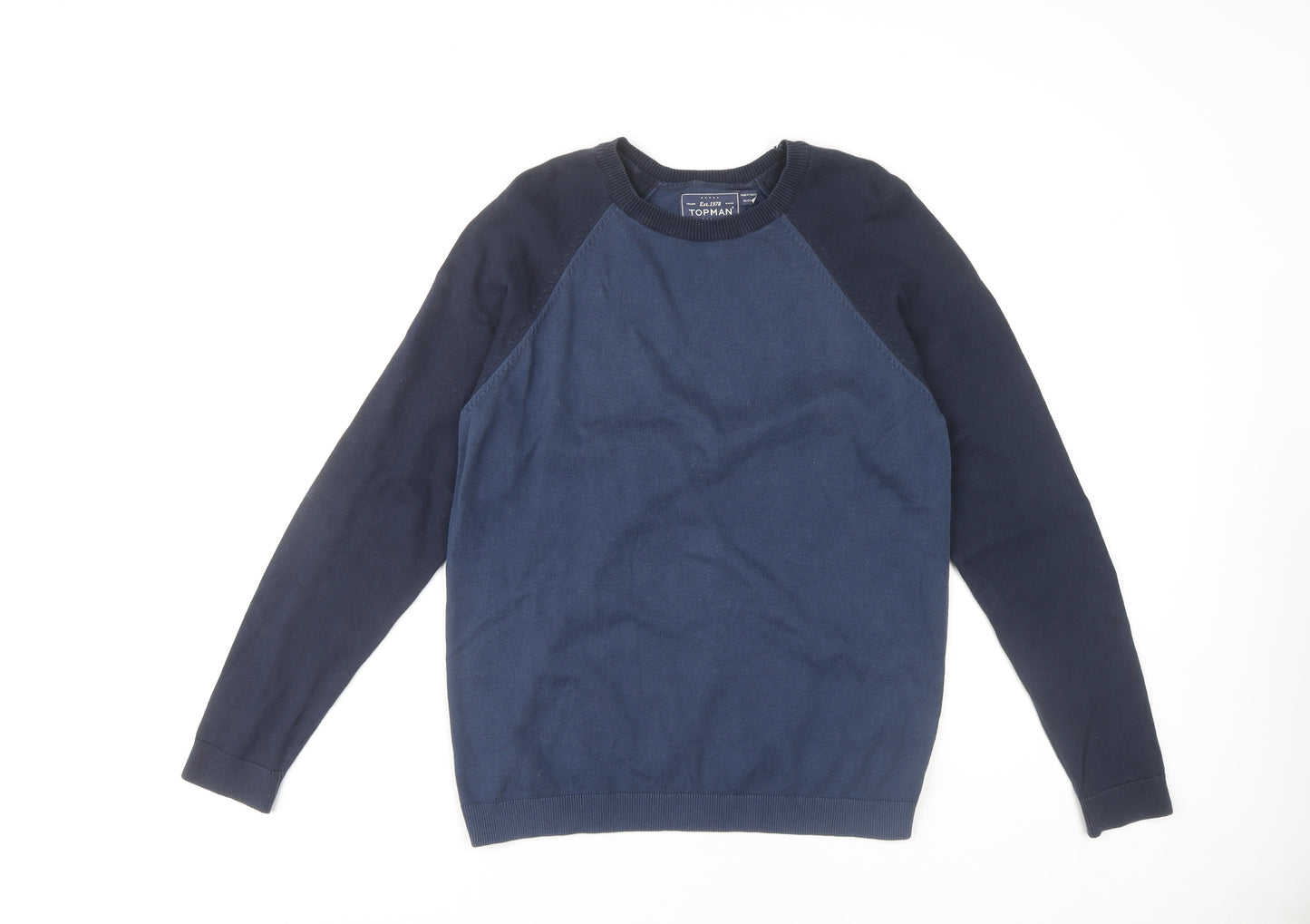 Topman Men's Blue Pullover Jumper, M, Crew Neck