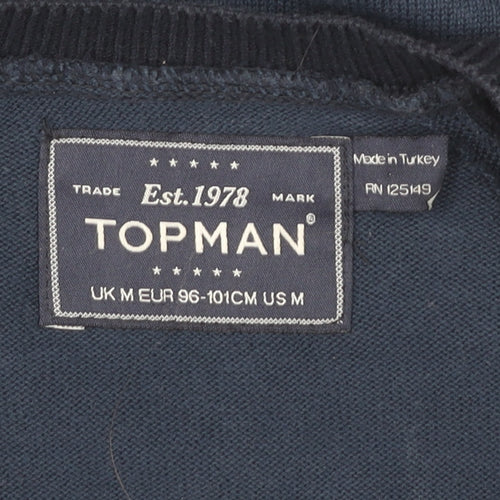 Topman Men's Blue Pullover Jumper, M, Crew Neck