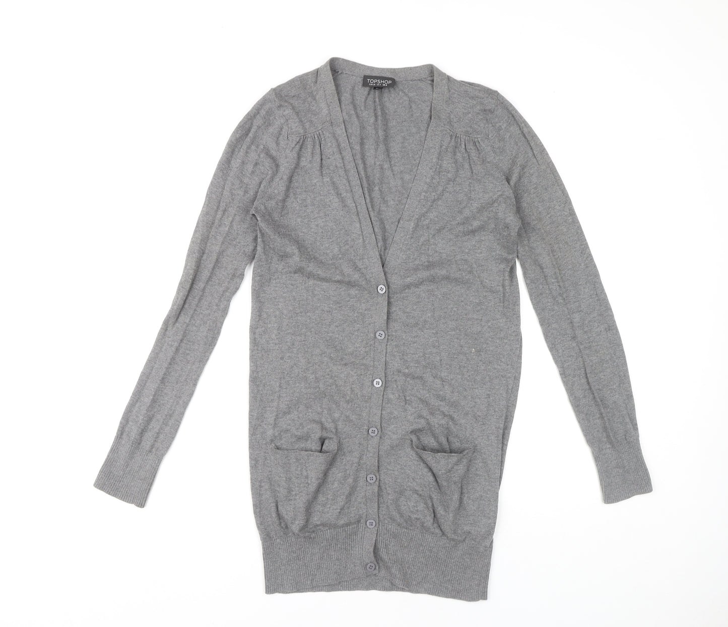 Topshop Women’s Grey Cardigan, Size 8, Long Sleeve