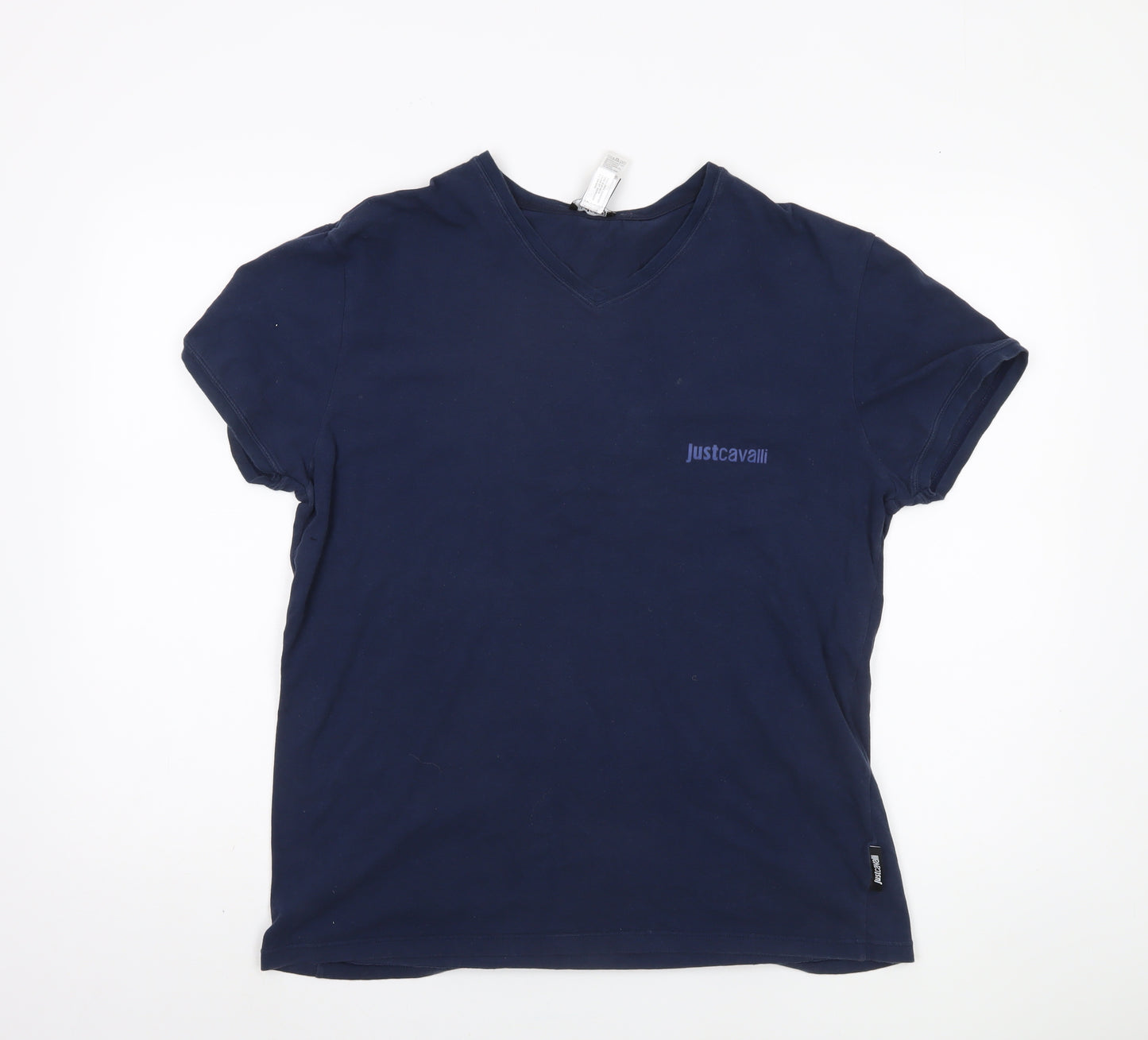 Just Cavalli Men's Blue V-Neck T-Shirt, Size 42