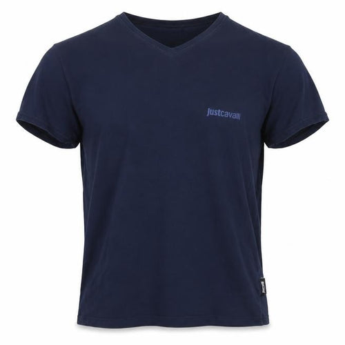 Just Cavalli Men's Blue V-Neck T-Shirt, Size 42