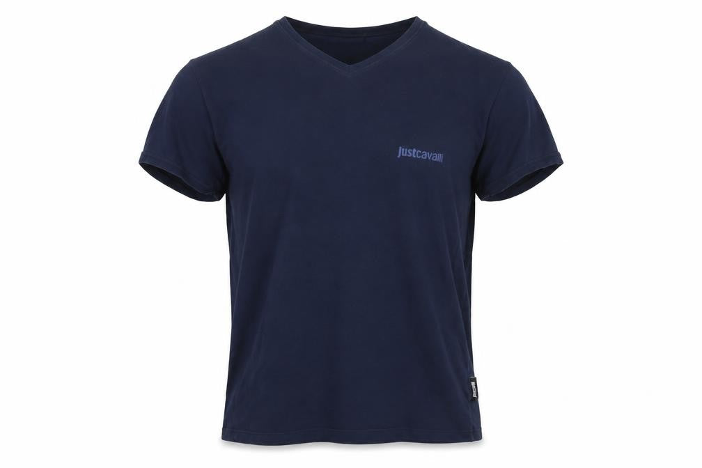 Just Cavalli Men's Blue V-Neck T-Shirt, Size 42