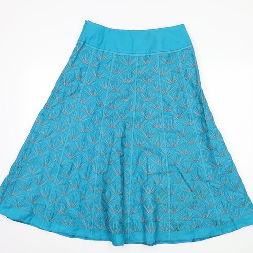 Monsoon Women's Blue A-Line Skirt, Size 10, Embroidered