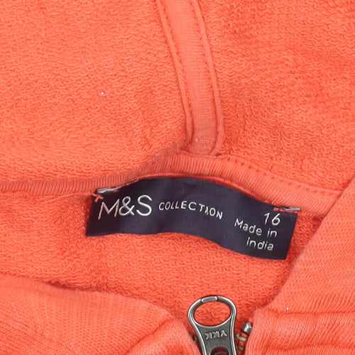 Marks and Spencer Women's Orange Hoodie Size 16