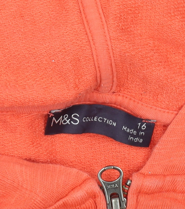 Marks and Spencer Women's Orange Hoodie Size 16