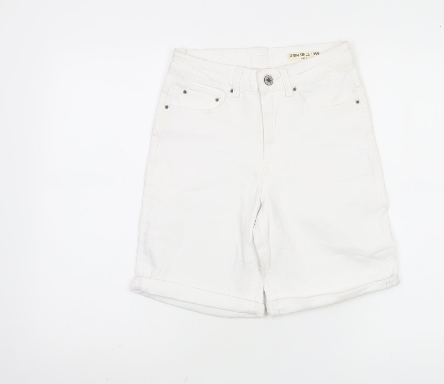 Marks and Spencer Women's White Bermuda Shorts, Size 6