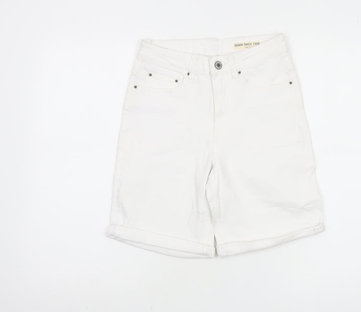 Marks and Spencer Women's White Bermuda Shorts, Size 6