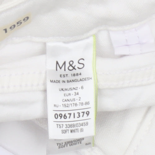 Marks and Spencer Women's White Bermuda Shorts, Size 6