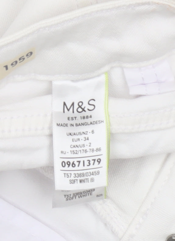 Marks and Spencer Women's White Bermuda Shorts, Size 6