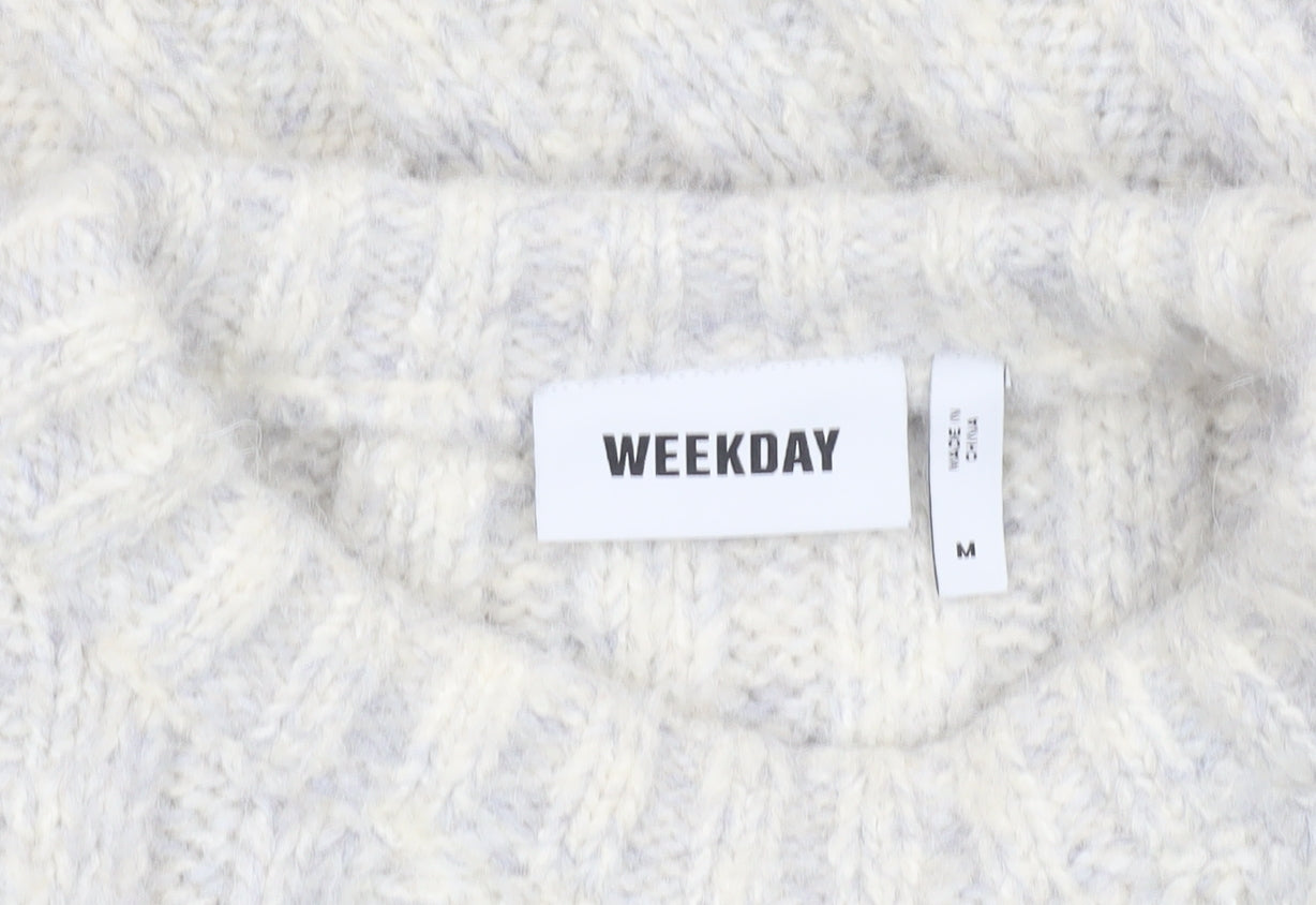 Weekday Women's Ivory Chunky Knit Pullover Jumper - M