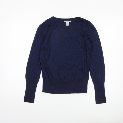H&M Women Blue Pullover Jumper Size S Knit