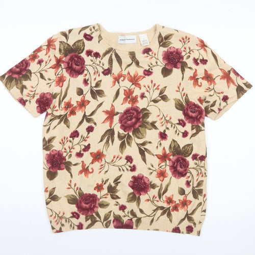 Alfred Dunner Women’s Beige Floral Pullover Jumper S