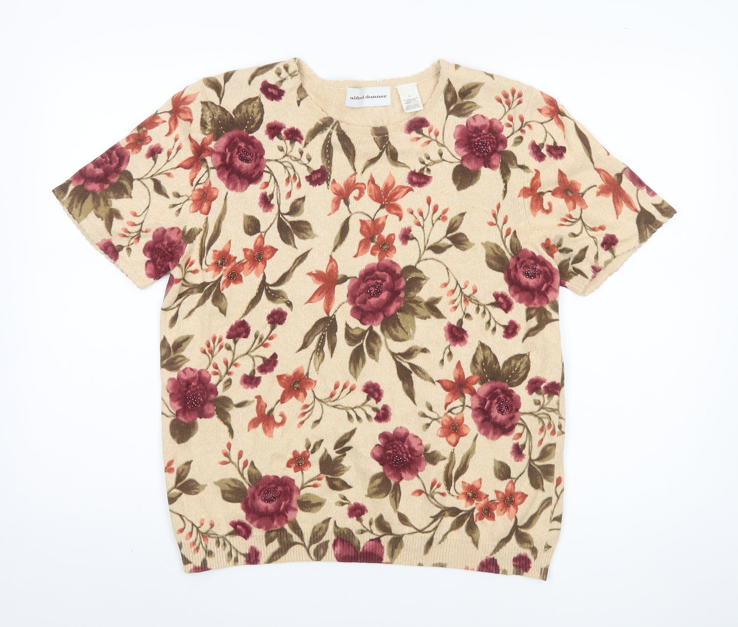 Alfred Dunner Women’s Beige Floral Pullover Jumper S