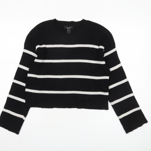 New Look Women's Black Striped Pullover Jumper L