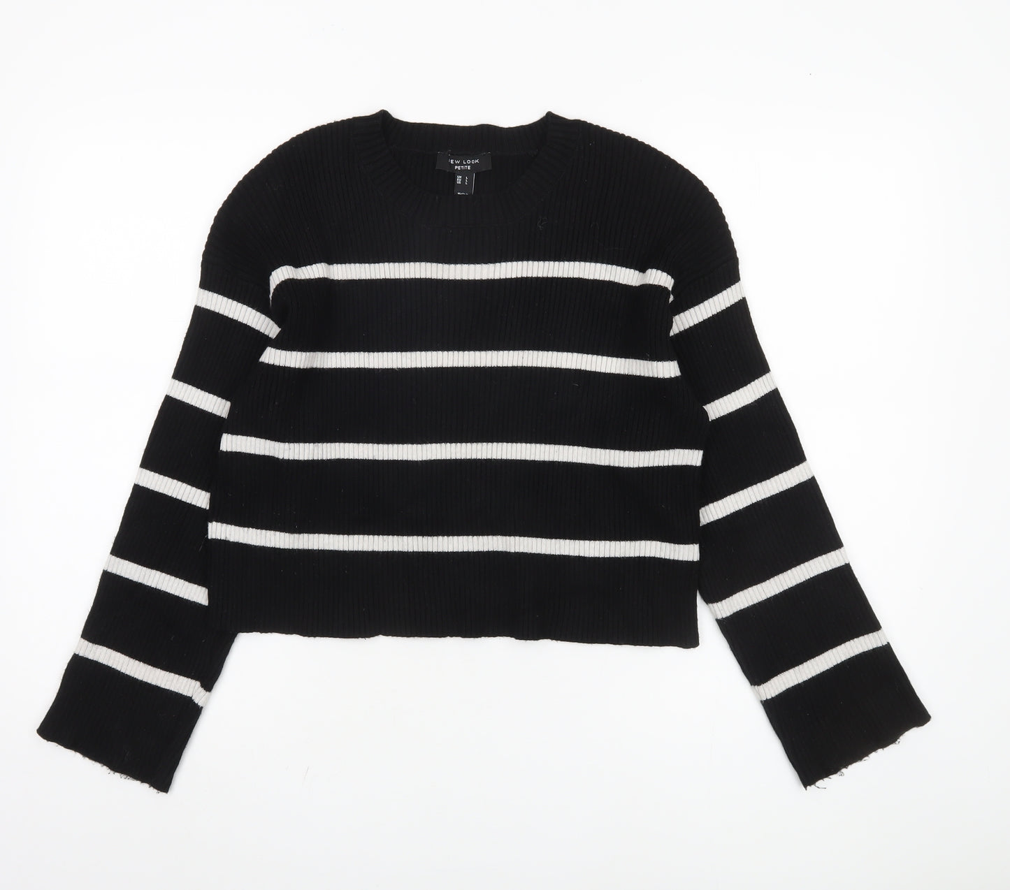 New Look Women's Black Striped Pullover Jumper L