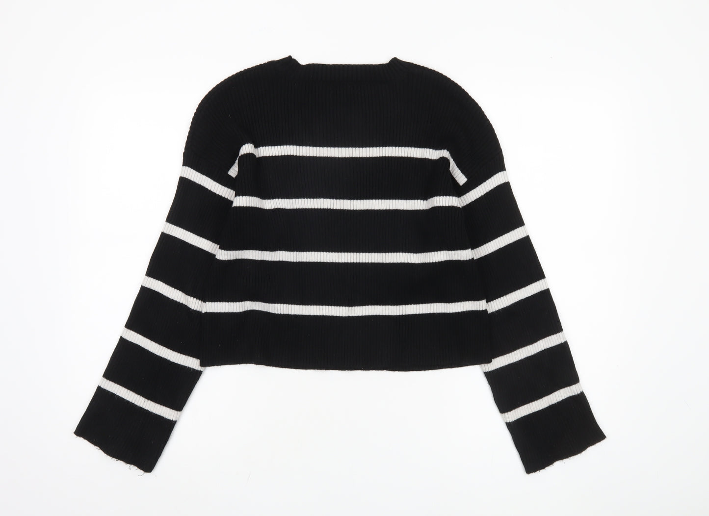 New Look Women's Black Striped Pullover Jumper L