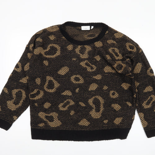 New Look Women's Black Animal Print Pullover Jumper Size 14