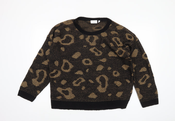 New Look Women's Black Animal Print Pullover Jumper Size 14