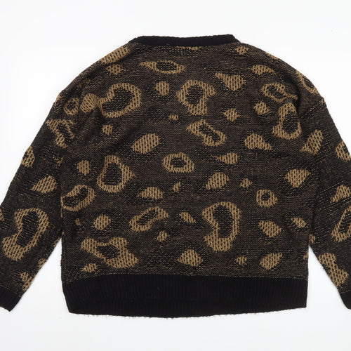 New Look Women's Black Animal Print Pullover Jumper Size 14