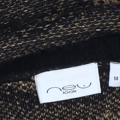 New Look Women's Black Animal Print Pullover Jumper Size 14