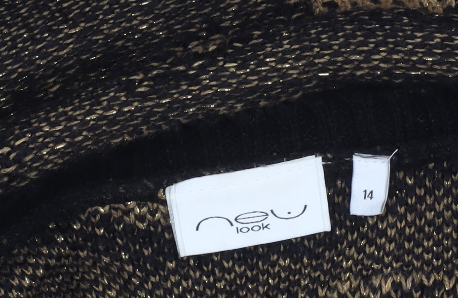 New Look Women's Black Animal Print Pullover Jumper Size 14