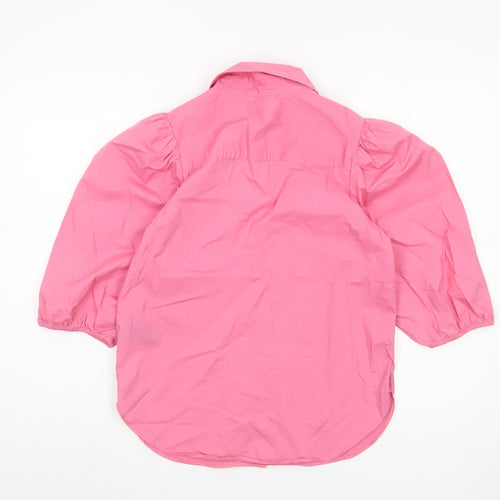 H&M Women's Pink XS Button-Up Shirt, 3/4 Sleeve, Casual