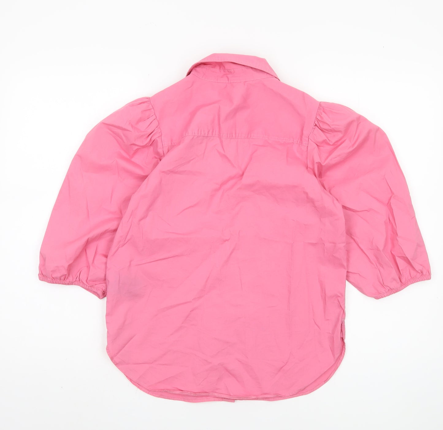 H&M Women's Pink XS Button-Up Shirt, 3/4 Sleeve, Casual