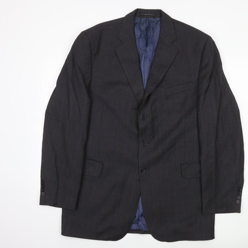 Reda Men's Grey Blazer 46 Long Wool Notch Lapel