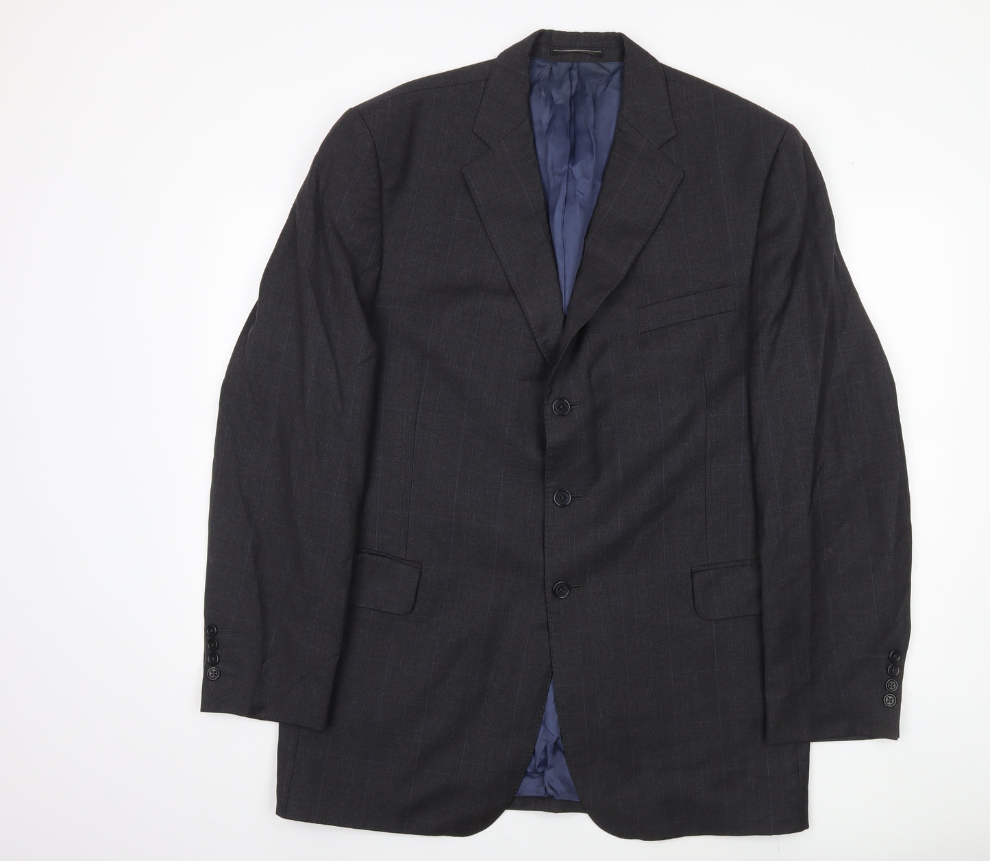 Reda Men's Grey Blazer 46 Long Wool Notch Lapel