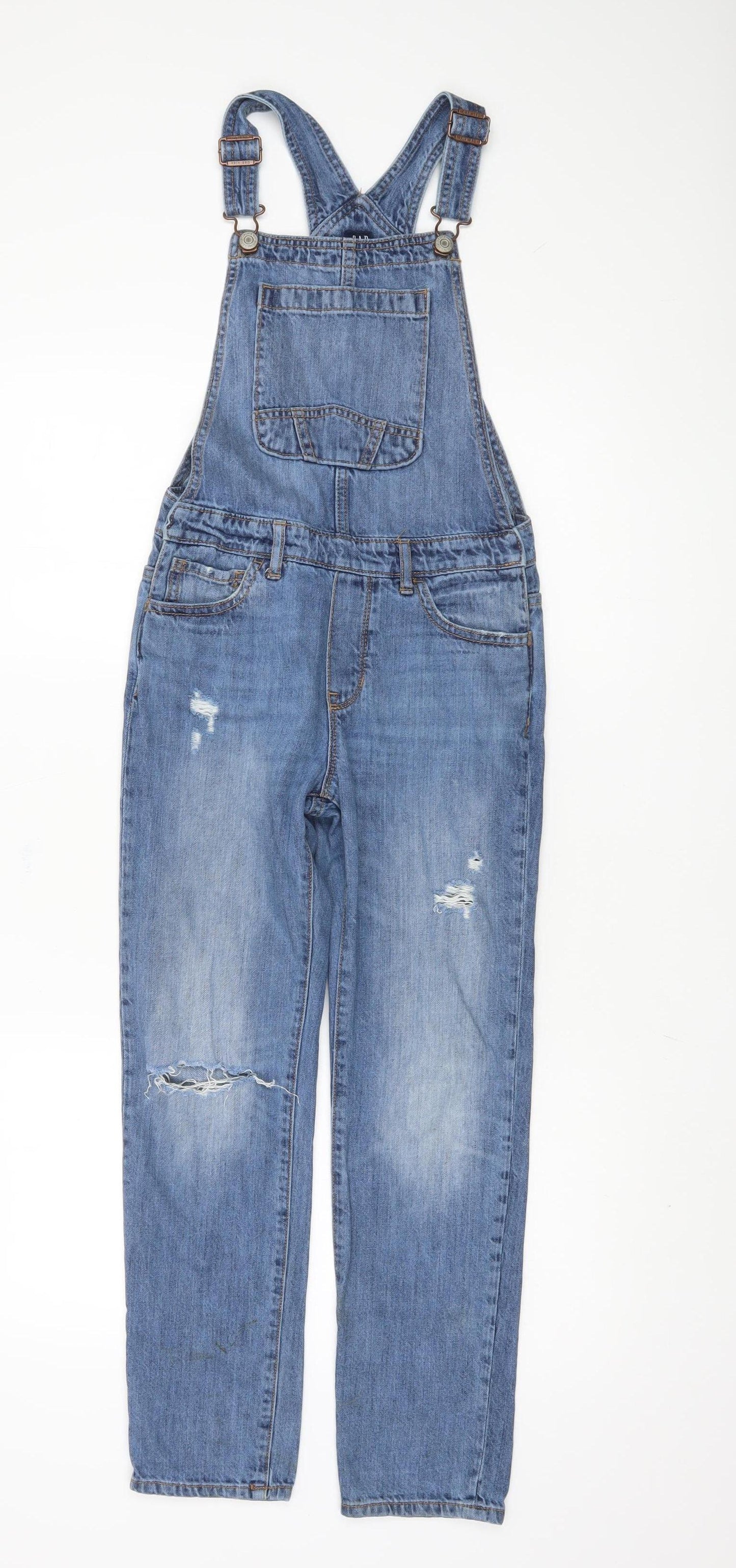 Gap Girls Blue Denim Dungaree, Age 10-11, Adjustable, Pockets