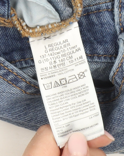 Gap Girls Blue Denim Dungaree, Age 10-11, Adjustable, Pockets