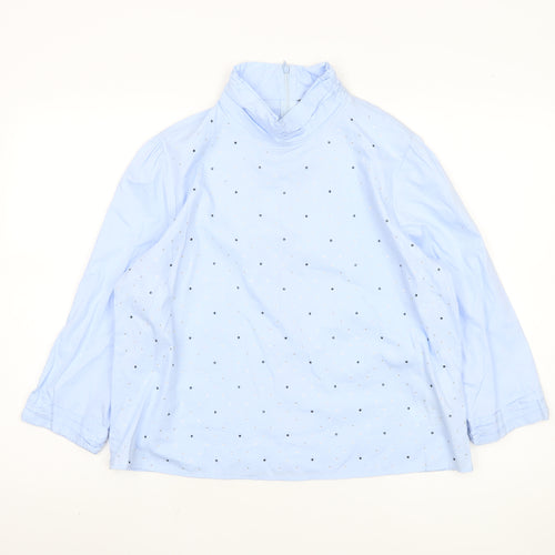 Zara Women's Blue Rhinestone Long Sleeve Top Size 12
