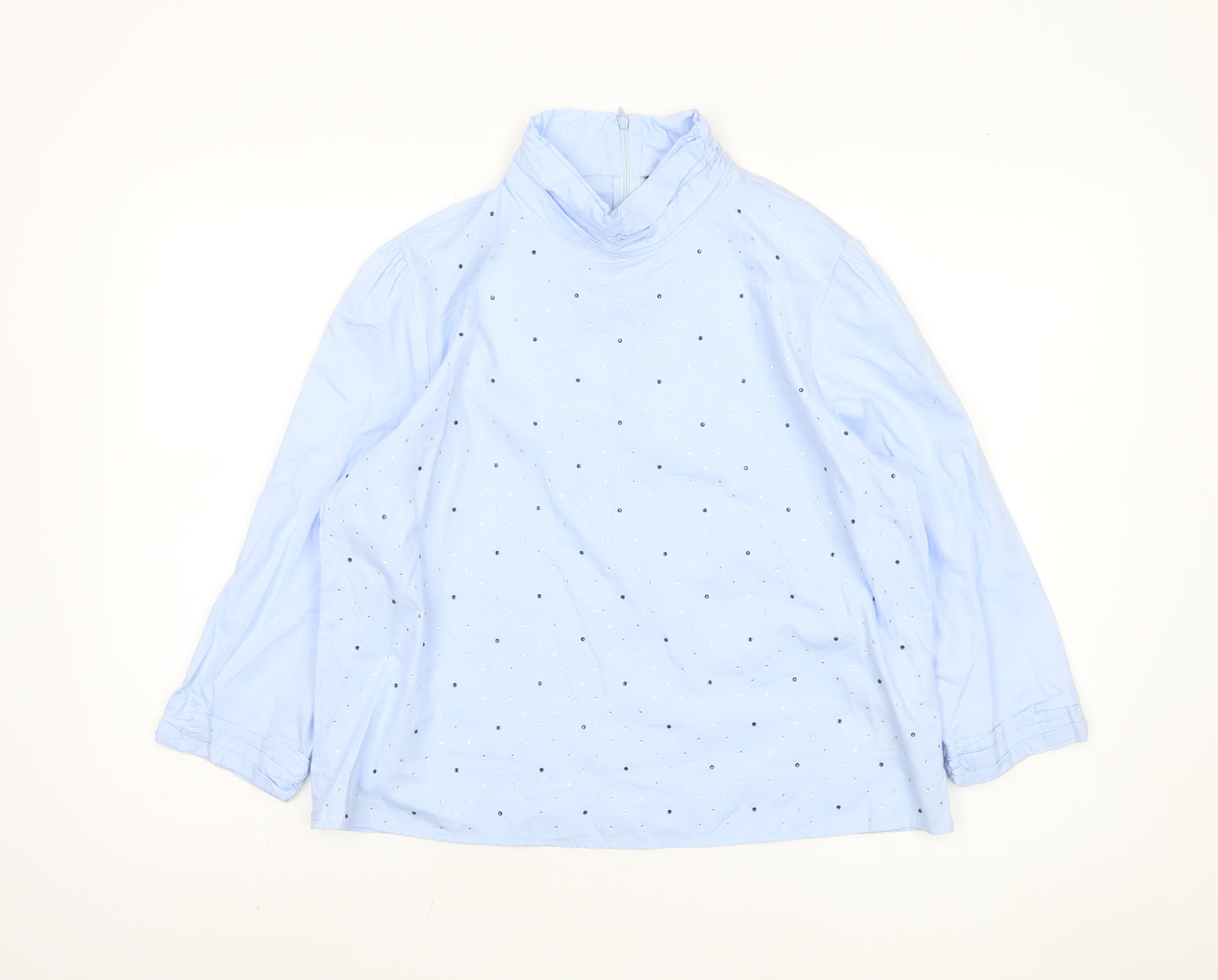 Zara Women's Blue Rhinestone Long Sleeve Top Size 12