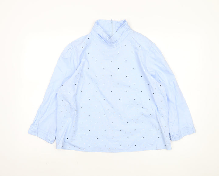 Zara Women's Blue Rhinestone Long Sleeve Top Size 12