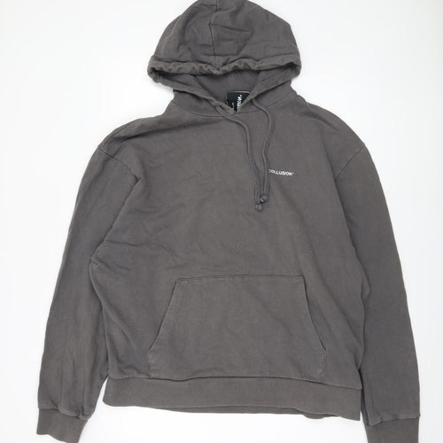 COLLUSION Men's Grey Pullover Hoodie, Regular Fit