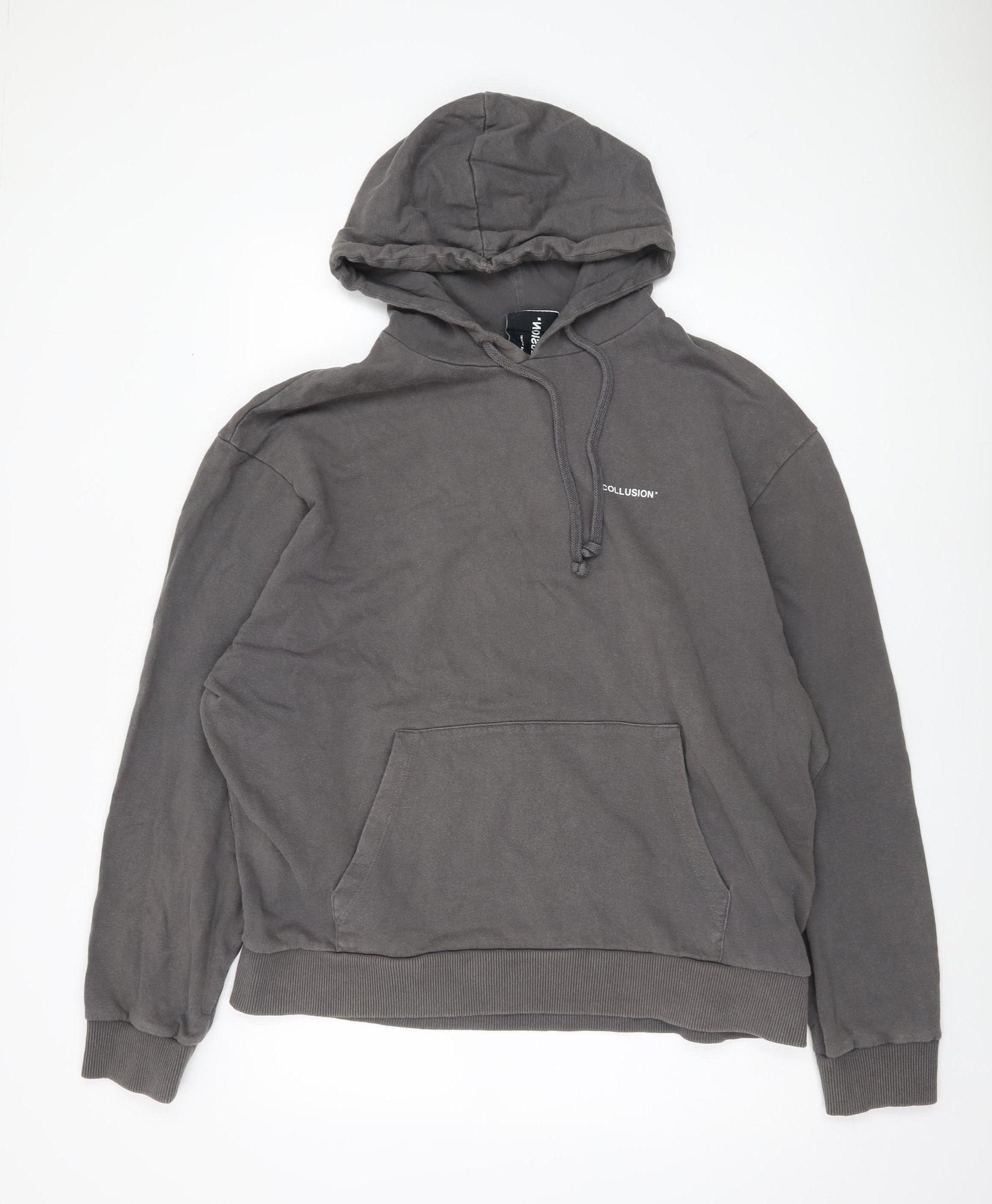 COLLUSION Men's Grey Pullover Hoodie, Regular Fit