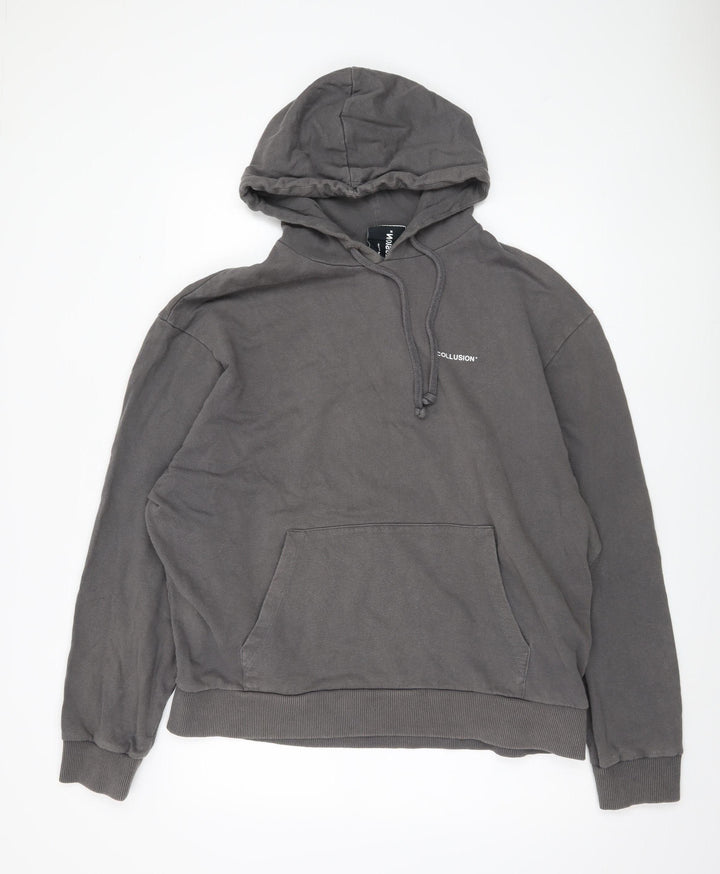 COLLUSION Men's Grey Pullover Hoodie, Regular Fit
