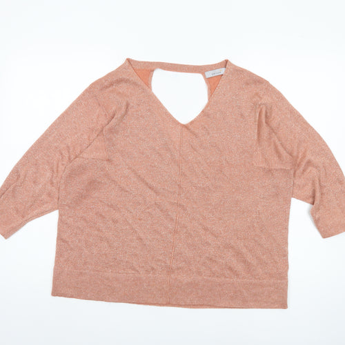 Marks and Spencer Women's V-Neck Orange Jumper