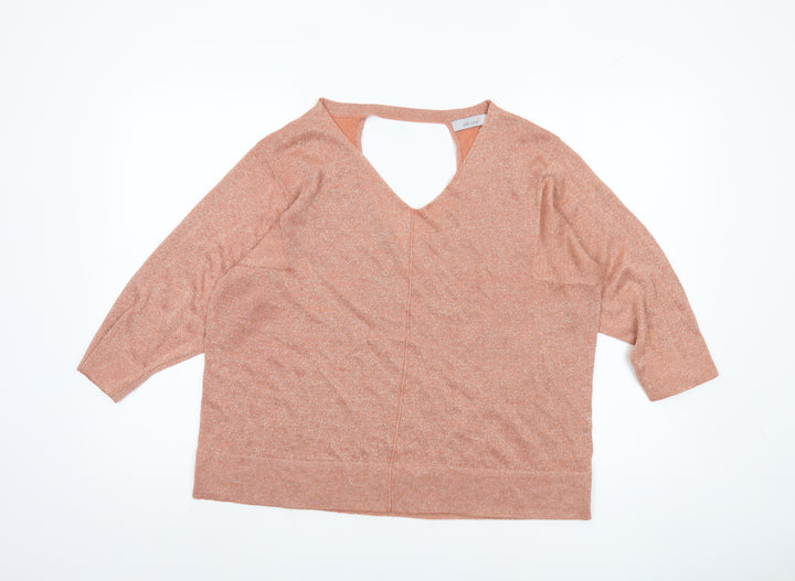 Marks and Spencer Women's V-Neck Orange Jumper