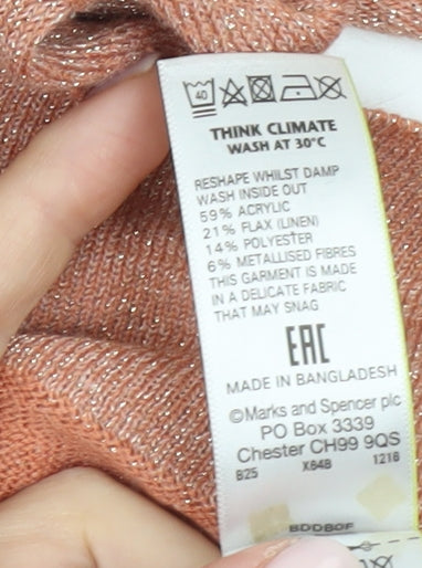 Marks and Spencer Women's V-Neck Orange Jumper