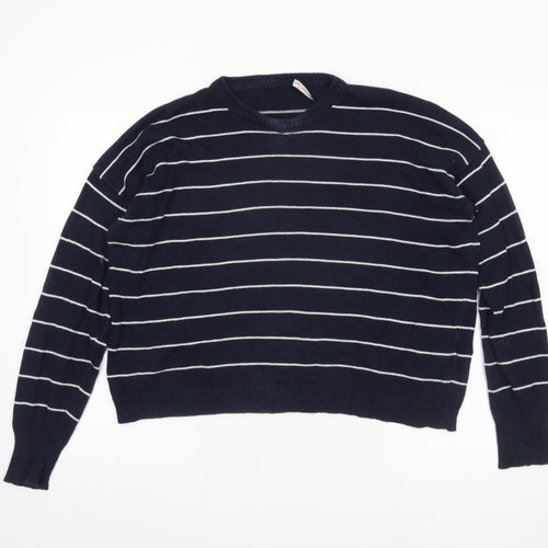 Brandy Melville Women's Blue Striped Pullover Jumper