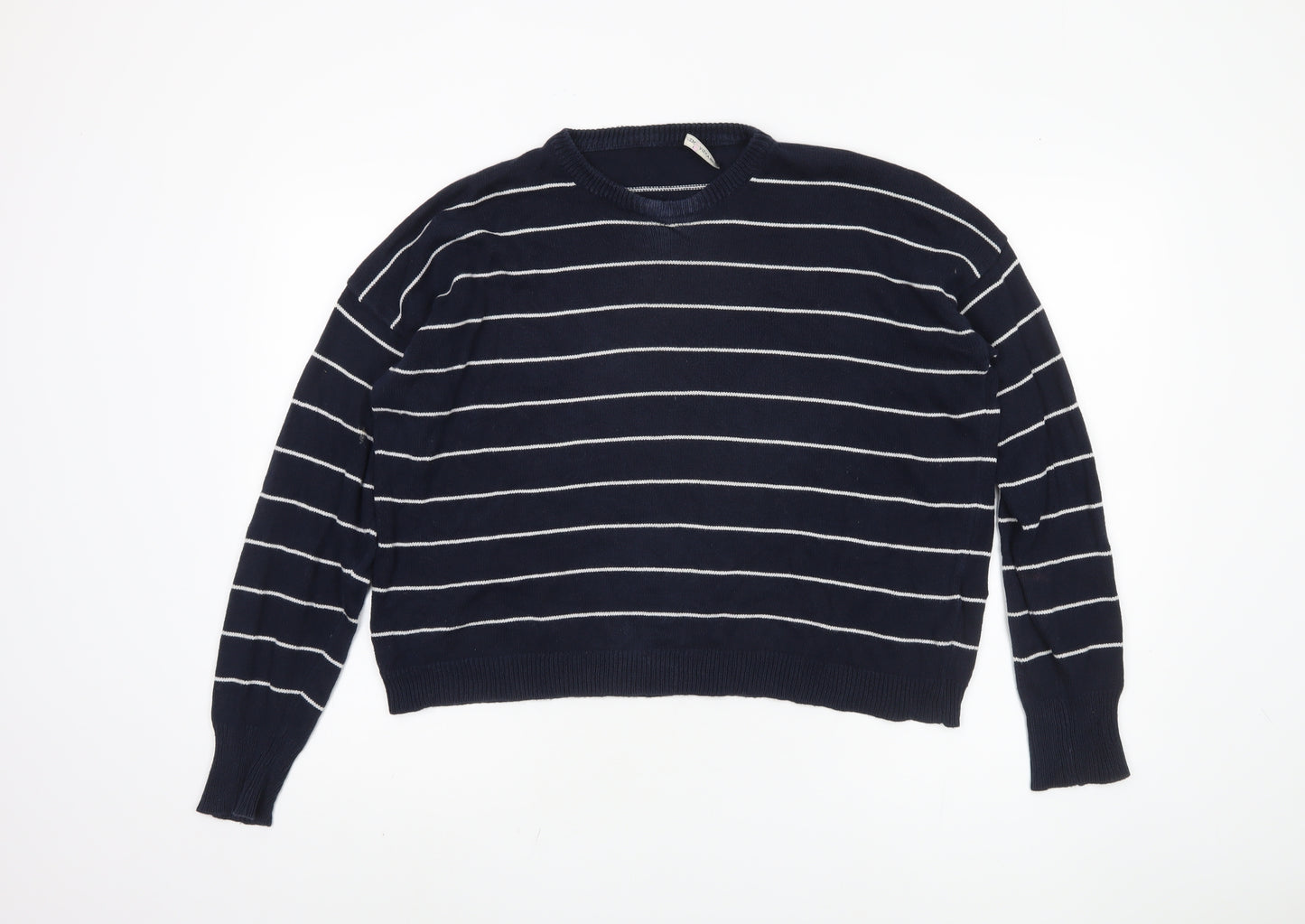 Brandy Melville Women's Blue Striped Pullover Jumper