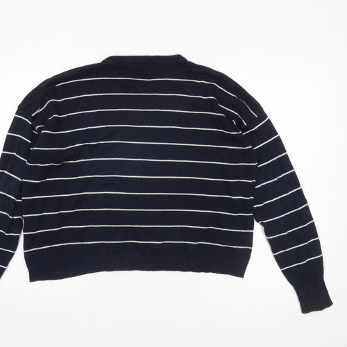 Brandy Melville Women's Blue Striped Pullover Jumper