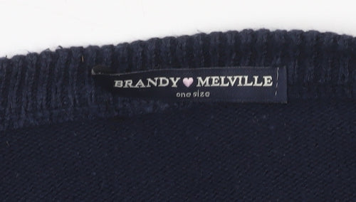 Brandy Melville Women's Blue Striped Pullover Jumper