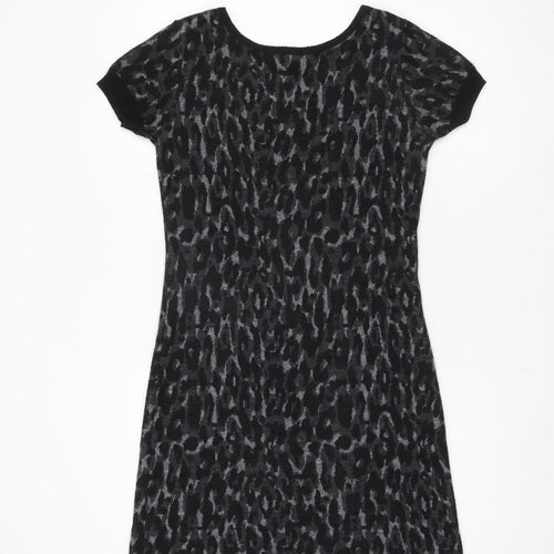 Chiaramente Women's Black Animal Print Knit Dress