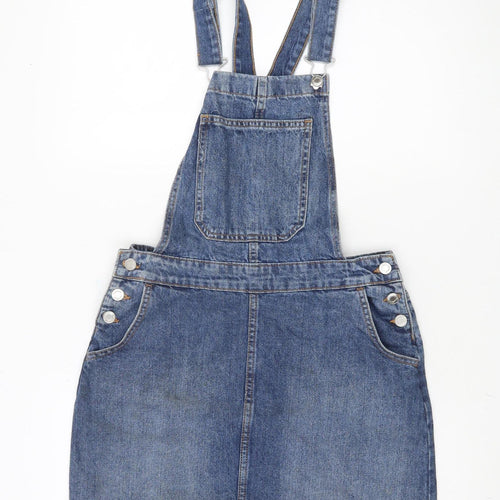 F&F Women's Blue Denim Pinafore Dress Size 8